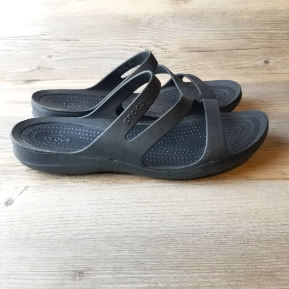 Crocs Kadee II Strappy Black Slip On Sandal